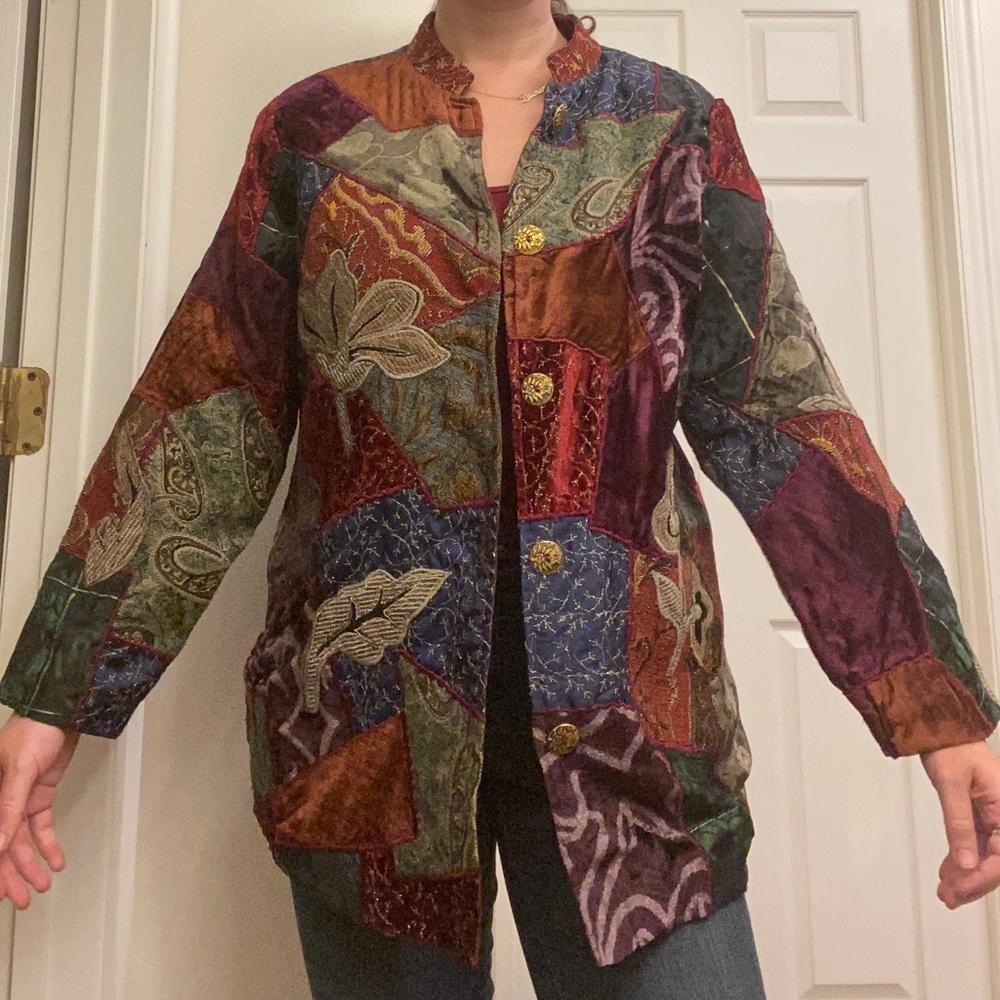 Velvet Embroidered Patchwork Jacket - Picture 9 of 9
